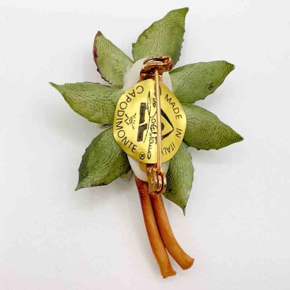 Vintage Carlo Savastano Capodimonte Daisy Flower Brooch with Box and Papers - Picture 12 of 13